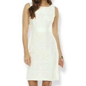 Chaps women's white crochet lace sleeveless fitted sheath mini dress US Size 2